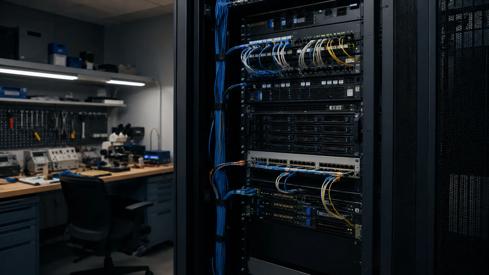 Server- und Netzwerkinfrastruktur mit technischem Entwicklungsarbeitsplatz