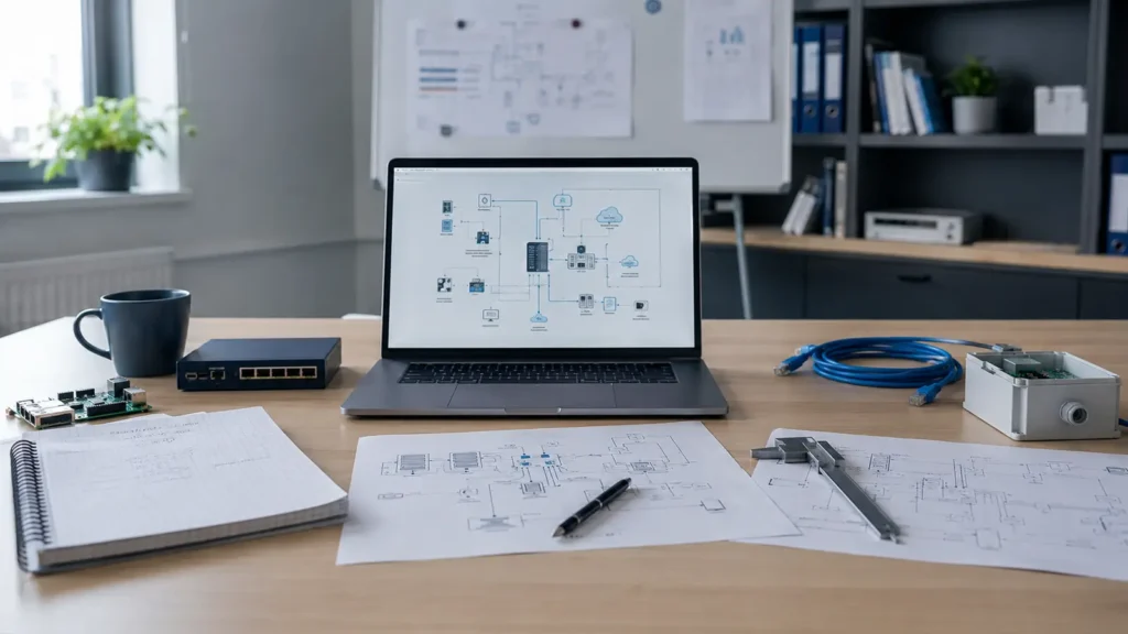 Arbeitsplatz für technische Analyse, Konzeption und Systemplanung